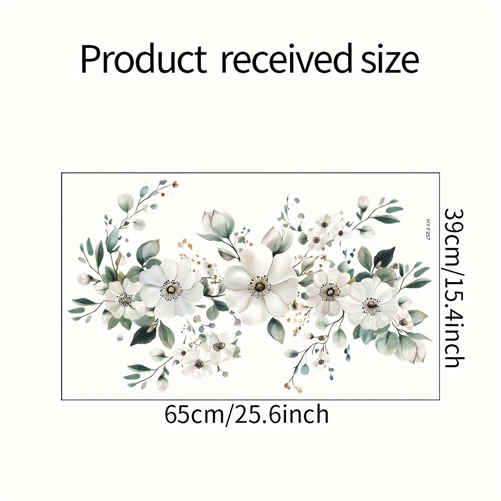 Image of Fresh Jasmine Wall Decal For Bedroom, Living Room, Bathroom, And Kitchen - Removable Floral Sticker, 2d Design, Non-3d Artwork, 39*65cm/15.4*25.6inch