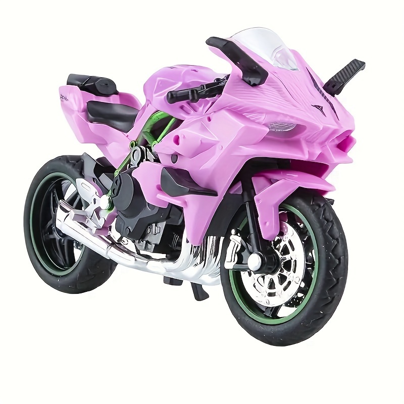 1pc Realistic Wind Kawasaki H2R Alloy Model Motorcycle, With Steering,  Shock Absorber