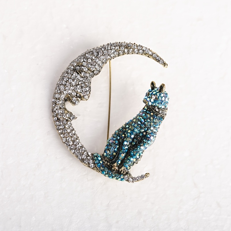 

- Cat Brooch Pin, -encrusted, Synthetic December , 18k Gold-, Zinc Alloy For &