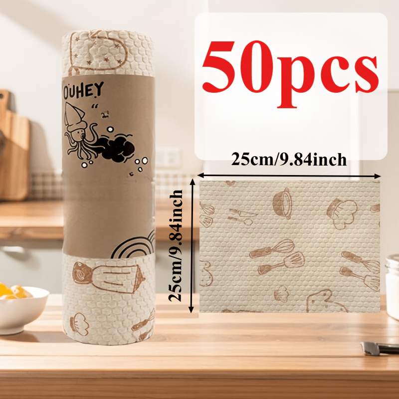 TEMU 50pcs Of 1 Roll Cleaning Cloth. Absorbent, Durable, Machine Washable, Multifunctional Absorbent And Tearable Cloth, Cloth For Household And
