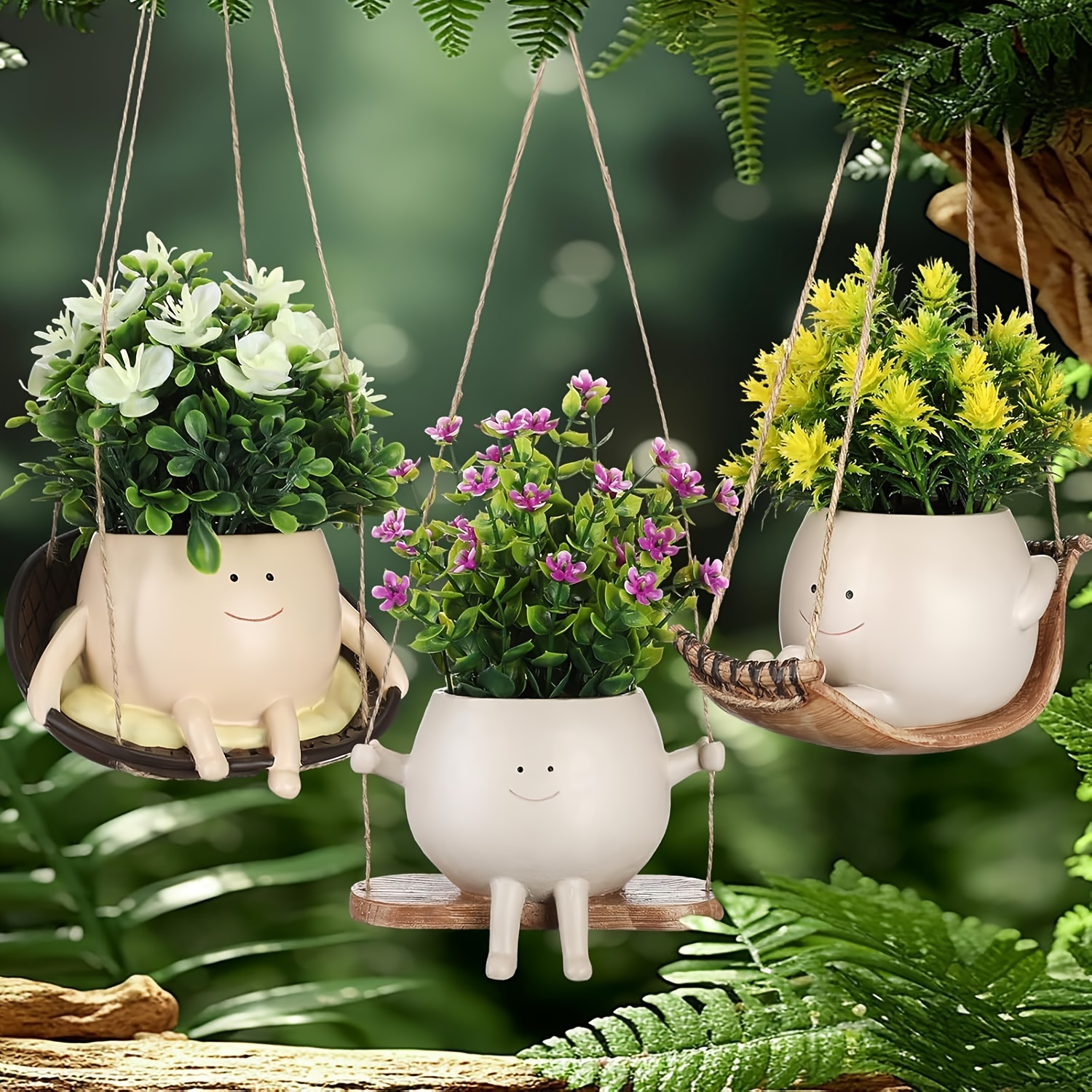 Fungi Fun Pilz-Schaukel-Pflanzgefäß Hängend – Aus Keramik Für Sukkulenten, Perlenschnur & Kleine Pflanzen, Charmantes Geschenk