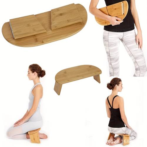 banqueta de meditación plegable, ergonómico para yoga con patas dobles, taburete de madera para ceremonias de té, oración y meditación , ideal para una más y