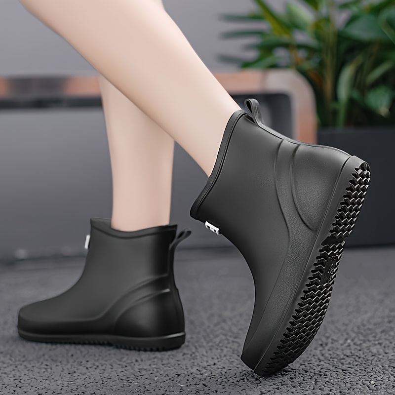 Botas de lluvia cortas y elegantes para mujer diseño de ponerse de  goma forro de tela para