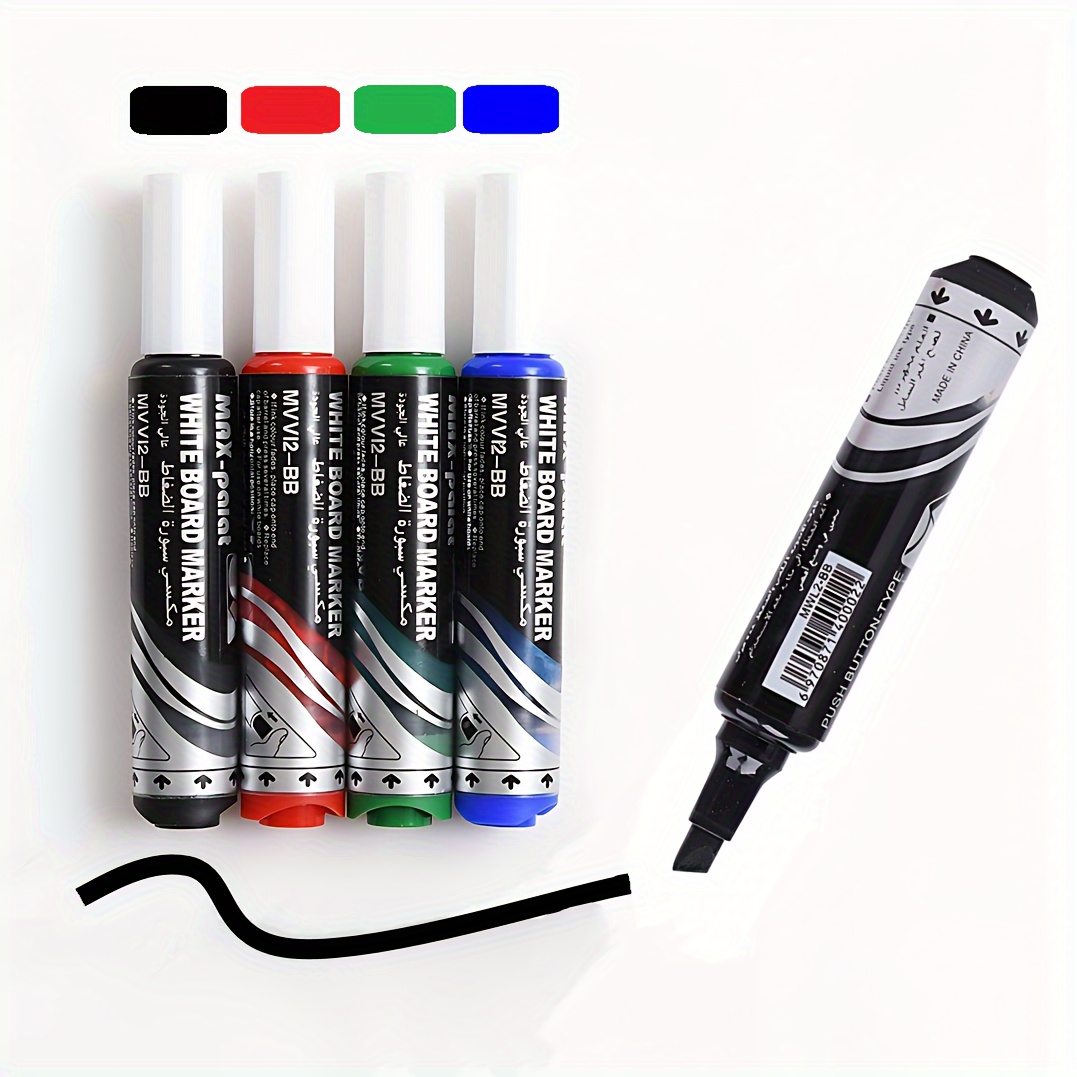 

4pcs Liquid Ink, Push Button-type Marker Pen Set, For Whiteboard Graffiti