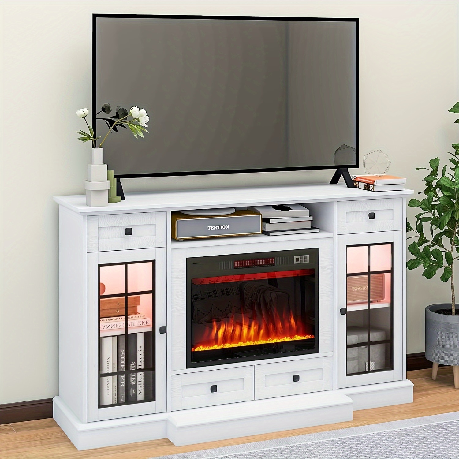Big lots 75 inch tv ezpass stand with fireplace