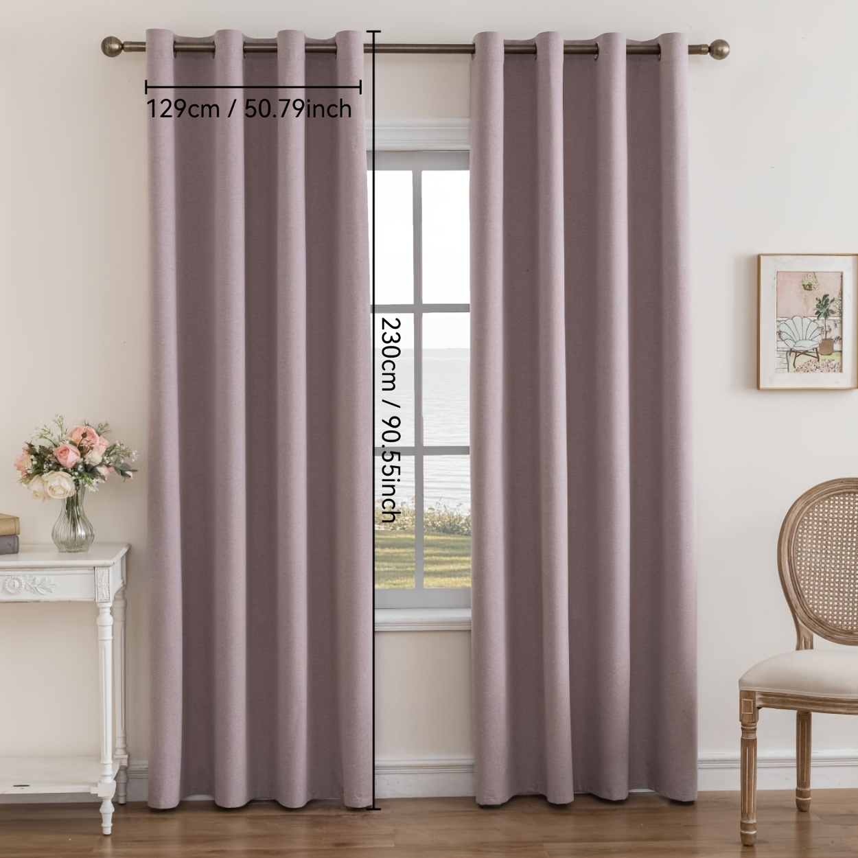 TEMU 2pcs Easy-install Finished Curtains With 100% Blackout, Noise Reduction, And Reinforced Grommets