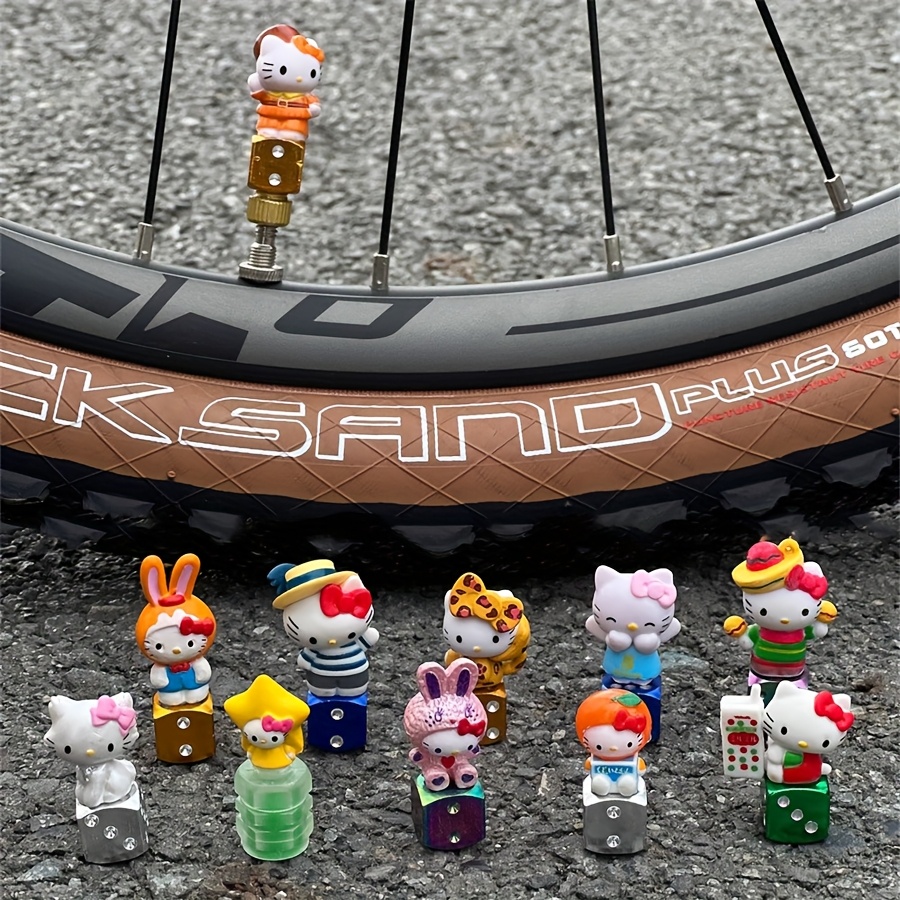 Random 1pc Bike Valve Decorative Cap Hello Kitty Valve Cap Decorative Hat Cute Kitty Bicycle Accessories Festival Gifts