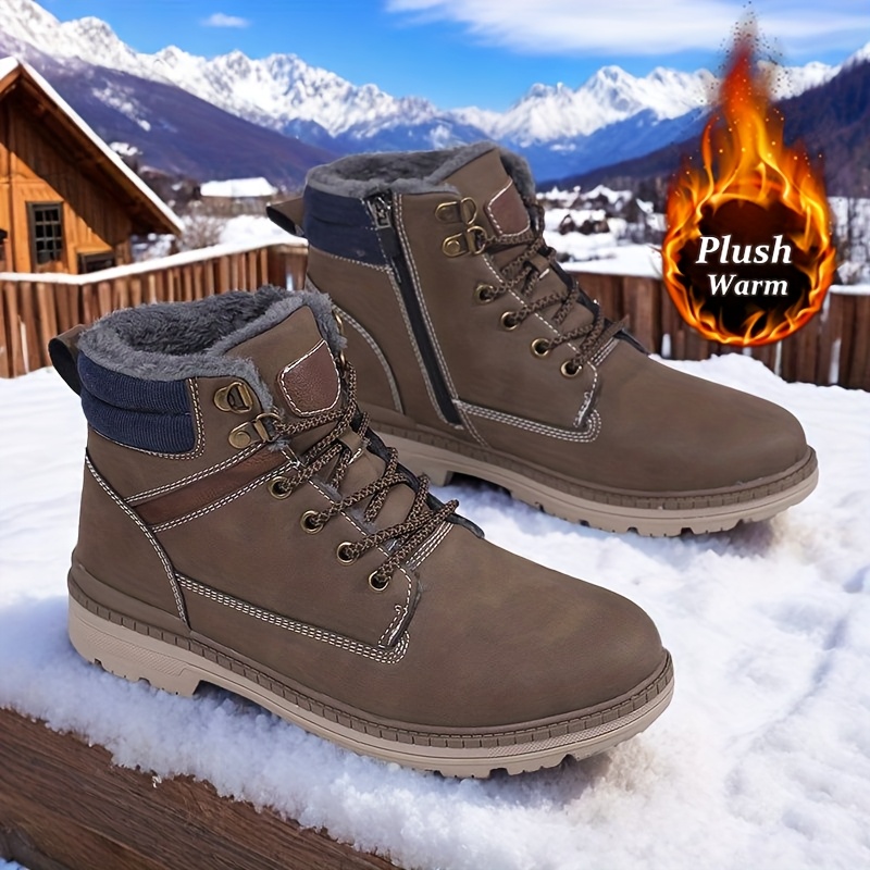 TEMU Men's Boots, Winter Boots, Mid-calf Boots, Men's Snow Boots, Men's Big & Tall Snow Boots, Winter Outdoor Snow Boots, Men's Shoes, Thick Warm