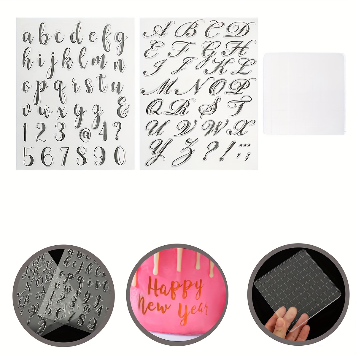 

3pcs Alphabet Silicone Stamp Set For Cookies & Cake Decorating - Diy Fondant Embossing Tools, Kitchen Baking Accessories