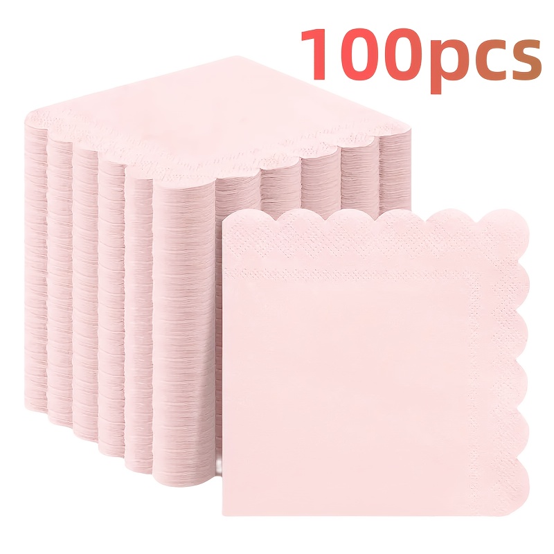 E-shop 100/50 Stück luxuriöse rosa Servietten mit Spitze - 25x25 cm, weich und langlebig, für Hochzeiten, Geburtstagsfeiern, Feiertagsveranstaltungen,