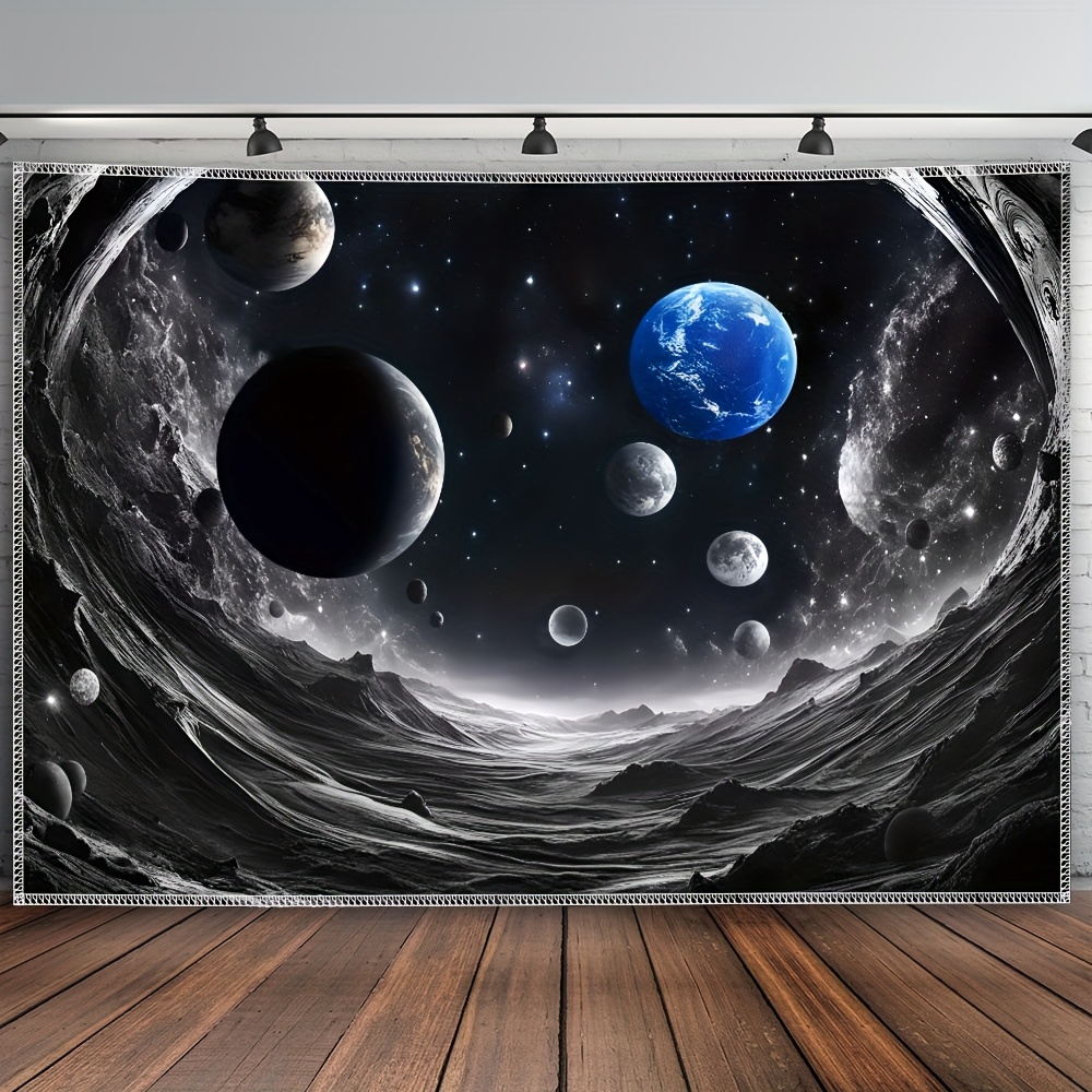 TEMU 1pc Ultra Large Size Wave Photo Background Cloth Wall Hanging Large Size Polyester Tapestry For Living Room Bedroom Office Party Decoration Live