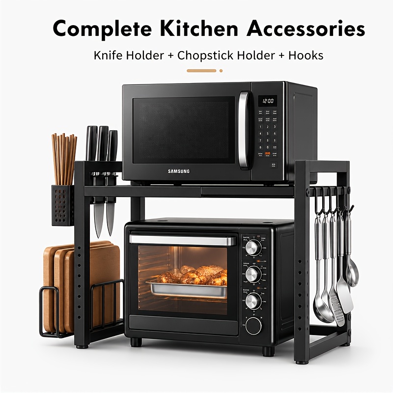 TEMU Étagère à micro-ondes 1 pièce, étagère de comptoir extensible pour micro-ondes pour les ustensiles de cuisine et la vaisselle, étagère de