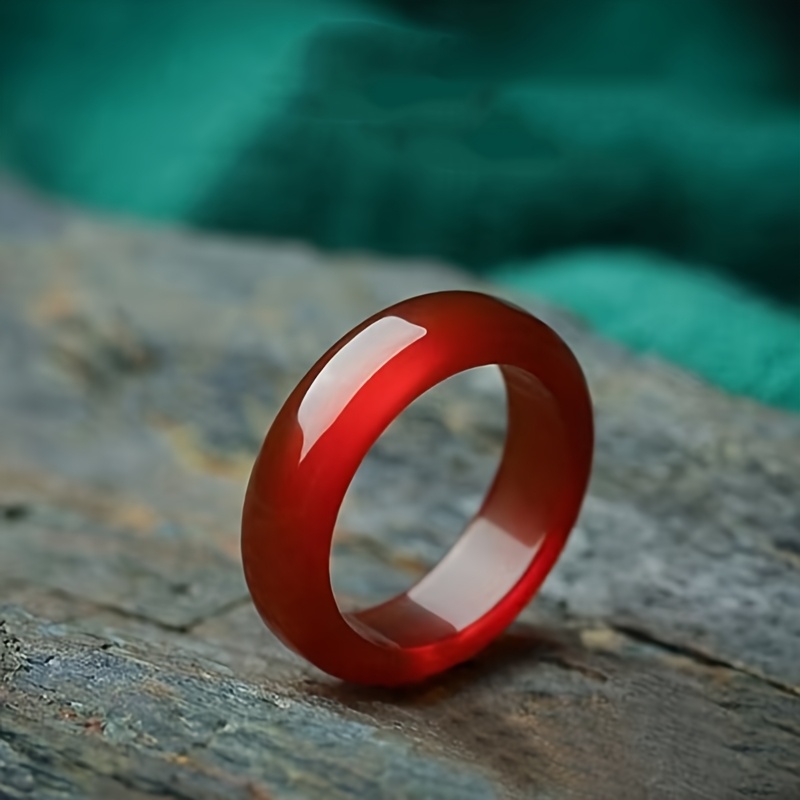 Green Faux Jade Ring Minimalist Polished Finish
