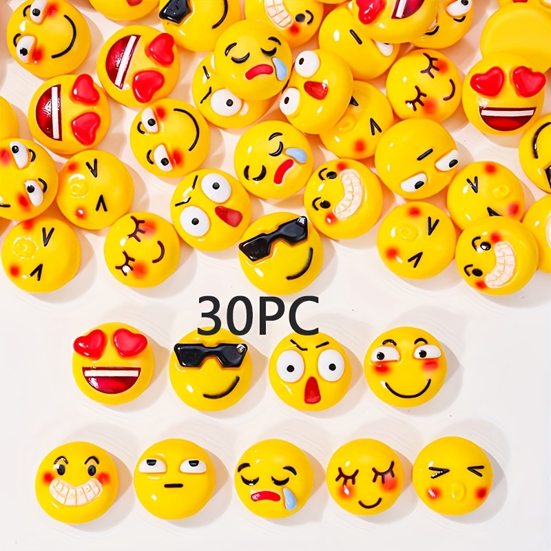 E-shop 30/60 Stück -Gesicht Flachrücken Harz Schmuckzubehör verschiedene Farben Acryl Niedliche Lustige Perlen Handgemachte Bastelarbeiten für