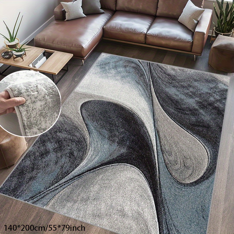 

1pc European-style Living Room Bedroom Imitation Cashmere Area Rug With Cotton Backing, Thickness Of 11mm. Abstract Art Rug, Anti-slip, Soft And Washable. Suitable For Office, Home, Outdoor Use.