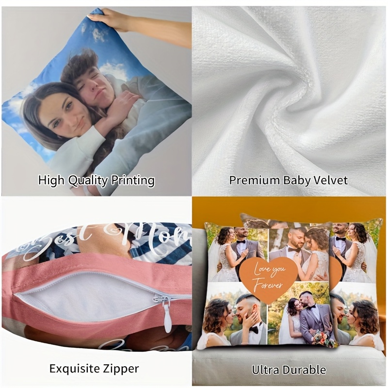 1  double sided personalized pillowcase   photo print industrial style home decor machine washable zipper closure unique gift for pet lovers anniversary birthday valentines day customizable   photo print zippered pillowcase smooth texture Product details 4