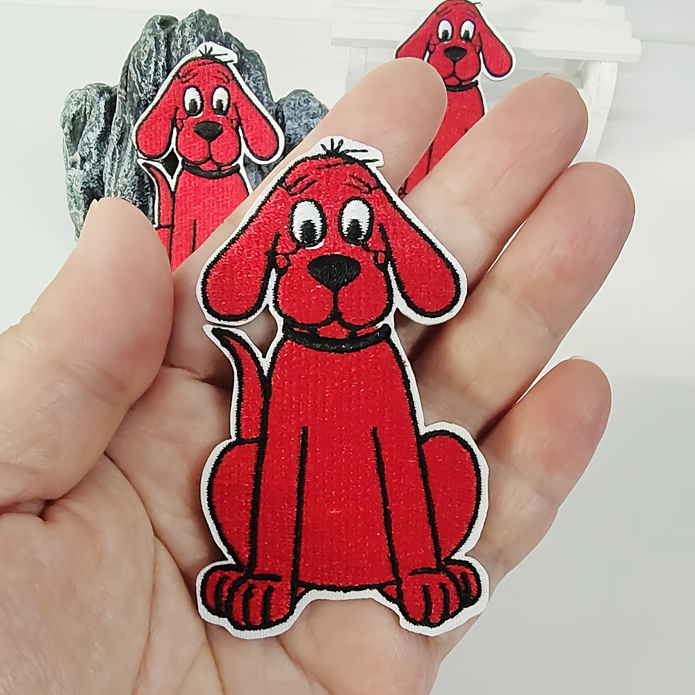 TEMU 1pc Cute Red/ Little Dog Embroidery Patch - Iron-/sew- Adorable With Backing Suitable For Clothing, Jackets, Bags, Durable Fabric With Hot Melt