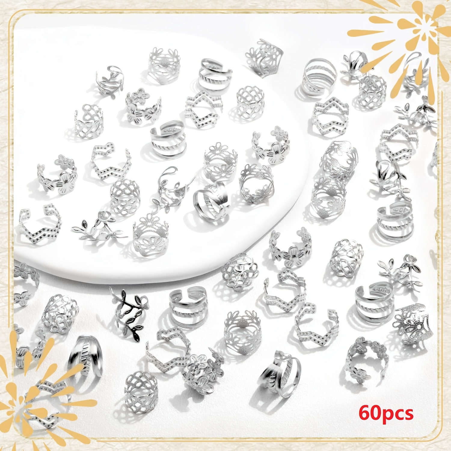60pcs hair jewelry braids golden braid clips non piercing - Temu