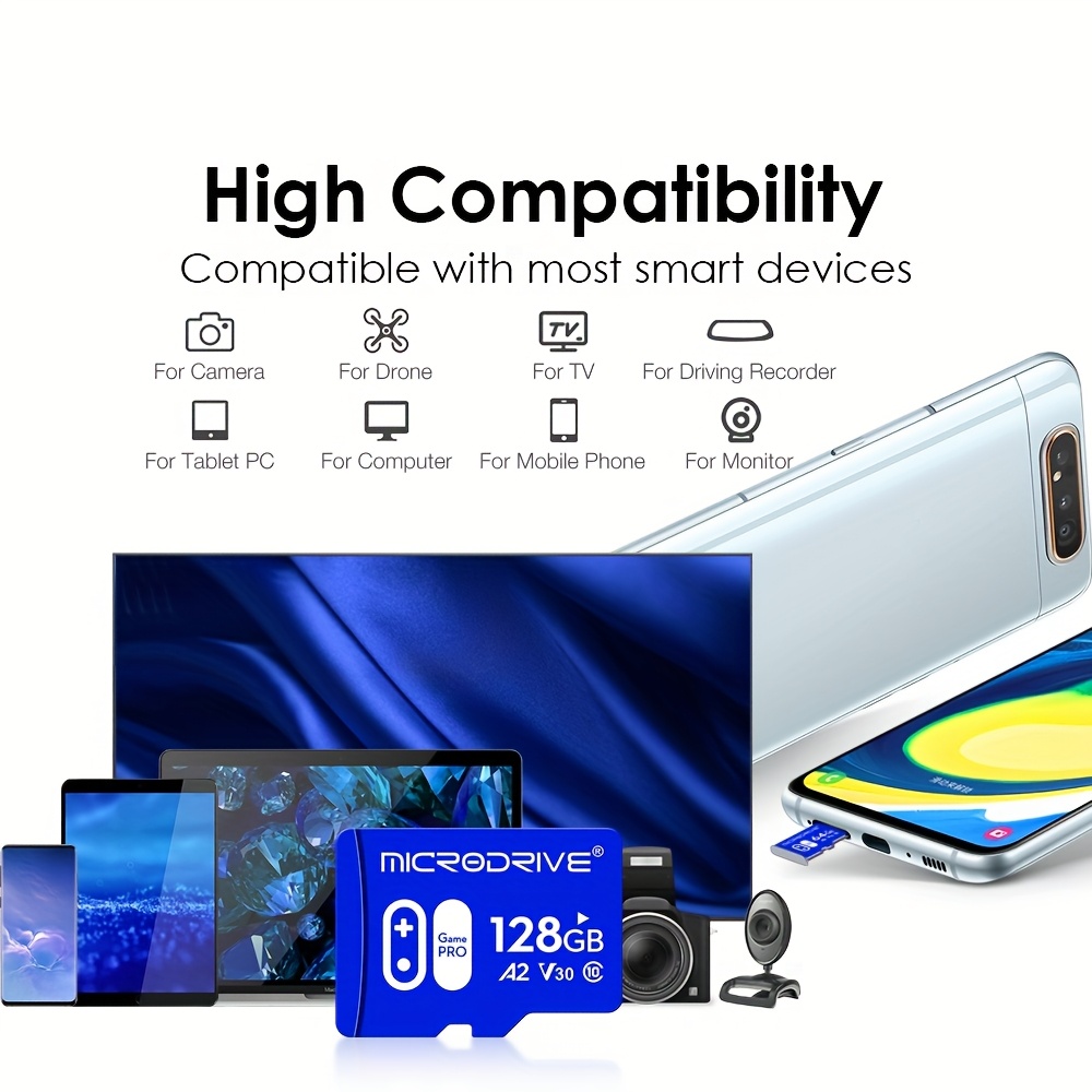 MICRODRIVE blue game memory card, high speed TF memory card for tablet PC, camera, mobile phone, laptop, car stereo, game console, audio32G,64G,128G,256G, Multidevice Compatibility, Fast Storage Solution, Compact Memory Card, Modern Storage Tech, Efficient Data Storage, Premium Quality, Memory Card Card, Storage Expansion, Tech Enthusiasts, Gamers