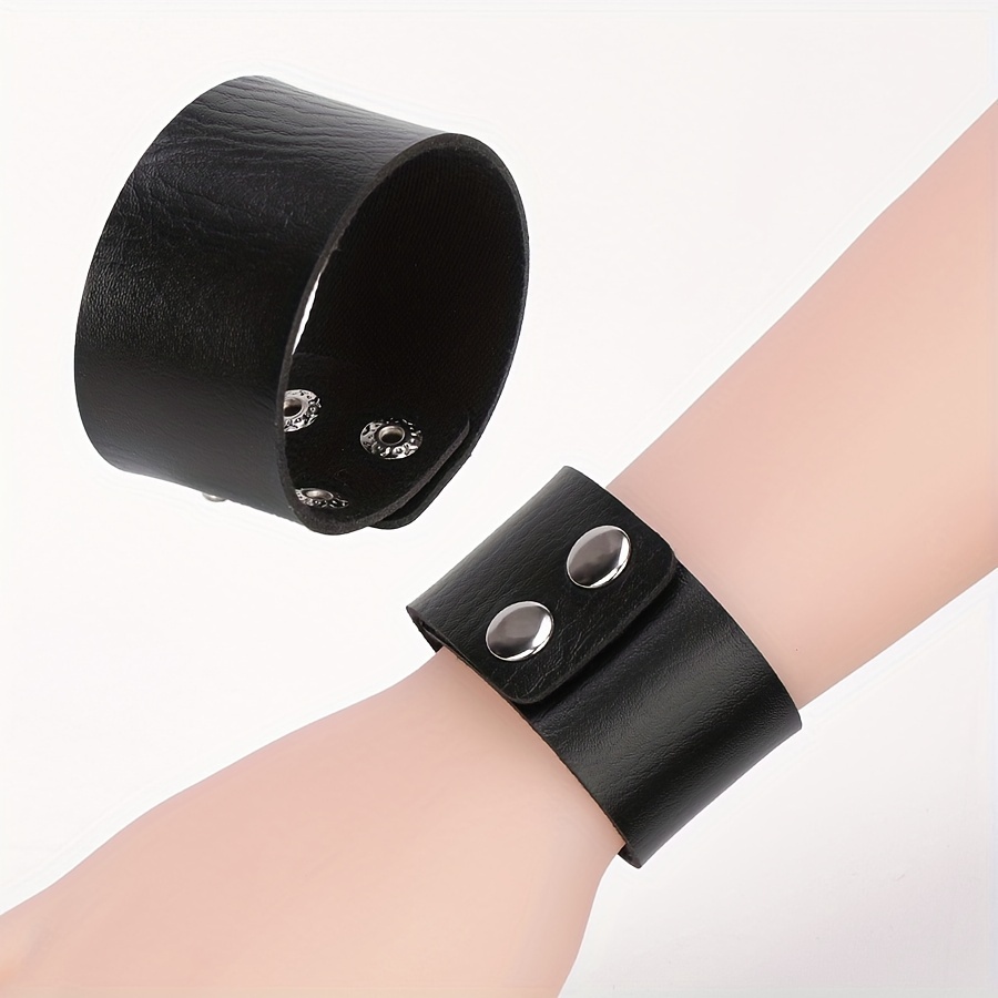 

Urban Noir, Gothic Punk Leather Bracelet - Y2k Style Wristband For Rock Nightclubs & Streetwear, Fashion Accessory