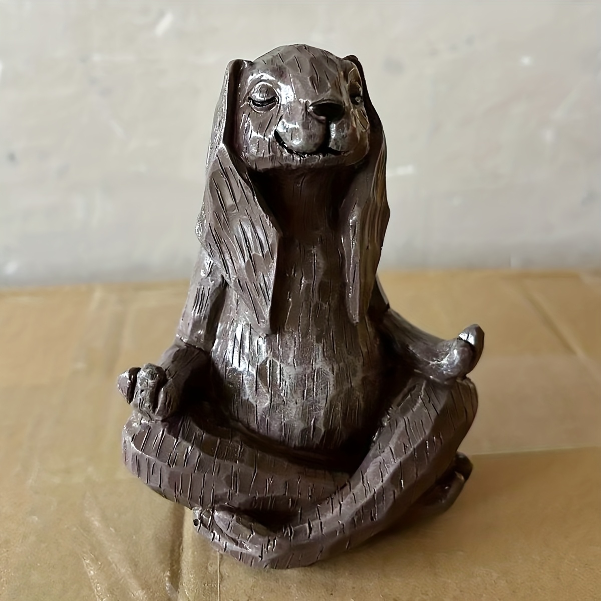 Meditation Rabbit Statue Resin Ornament Home Outdoor Decorative Sculpture