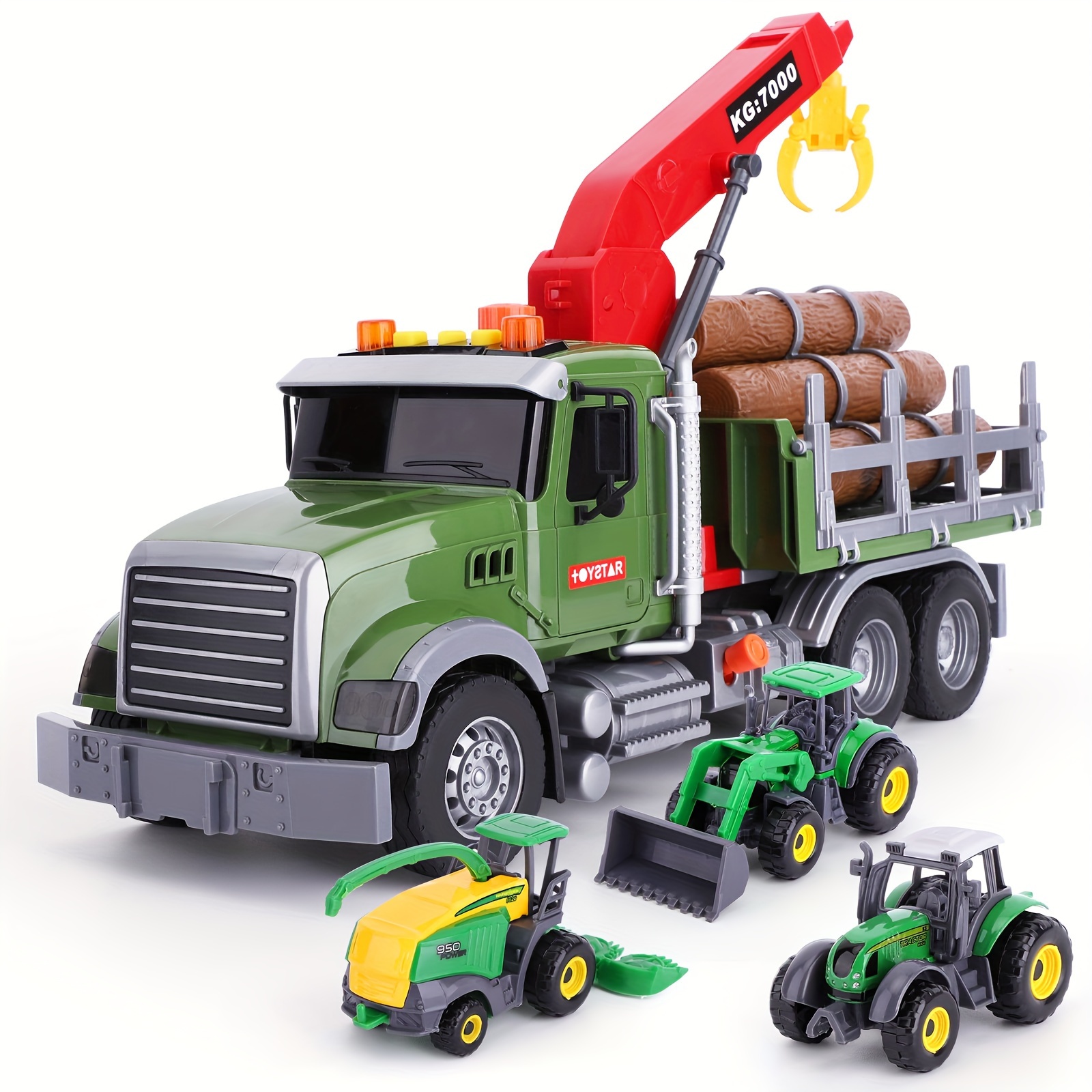 

15" Toys Set, With Hook, 3 Random Metal Truck, Toy Truck For Boys Age 3-7, Christmas & Birthday Gift Idea