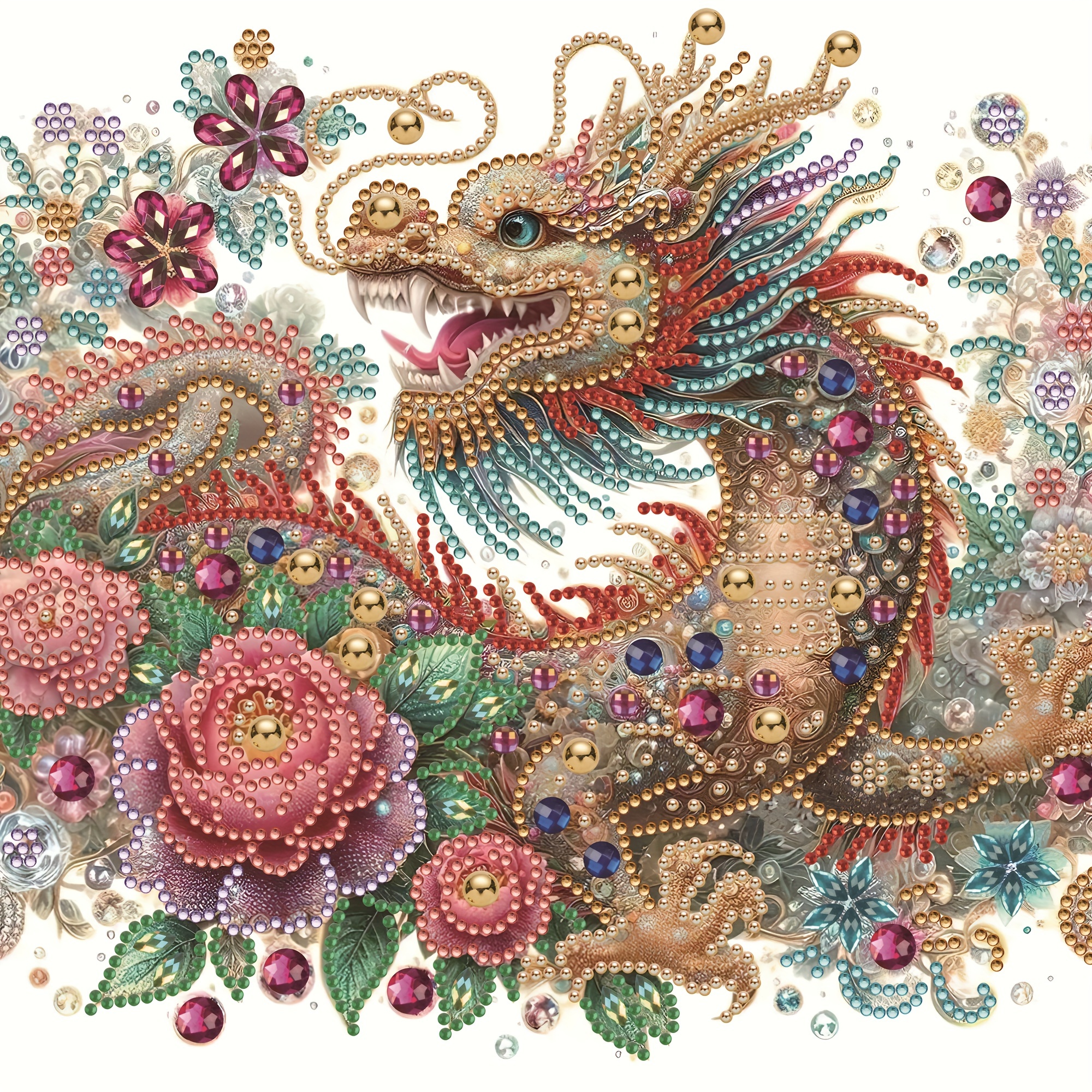 

1pc Chinese Dragon Pattern Diamond Art Painting Kit 5d Diamond Art Set Painting With Diamond Gems, Arts And Crafts For Home Wall Decor. Frameless (30x30cm/11.8x11.8inch)