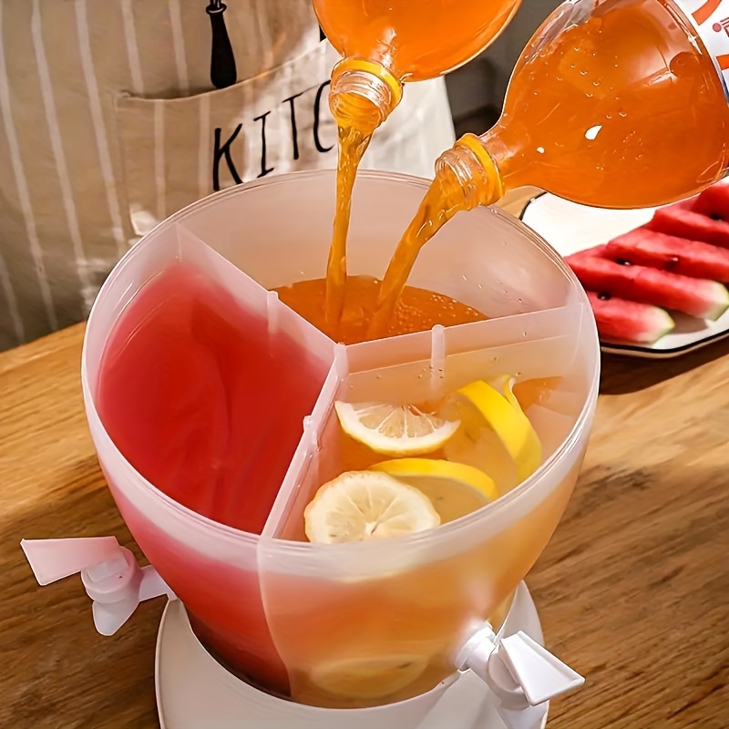 169oz Rotating Beverage Dispenser with Faucet - Holds 3 Drinks, 360° Swivel, Stylish Fridge-Friendly Design for Iced Tea & Juice, Perfect for Parties & Home Kitchen