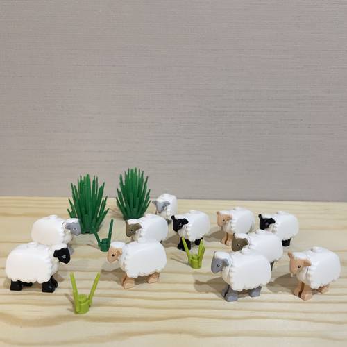 artikel foto kleine lam bouwstenen, boerderij kleine plugins, dieren, compatibel met kleine korrels creatieve montage