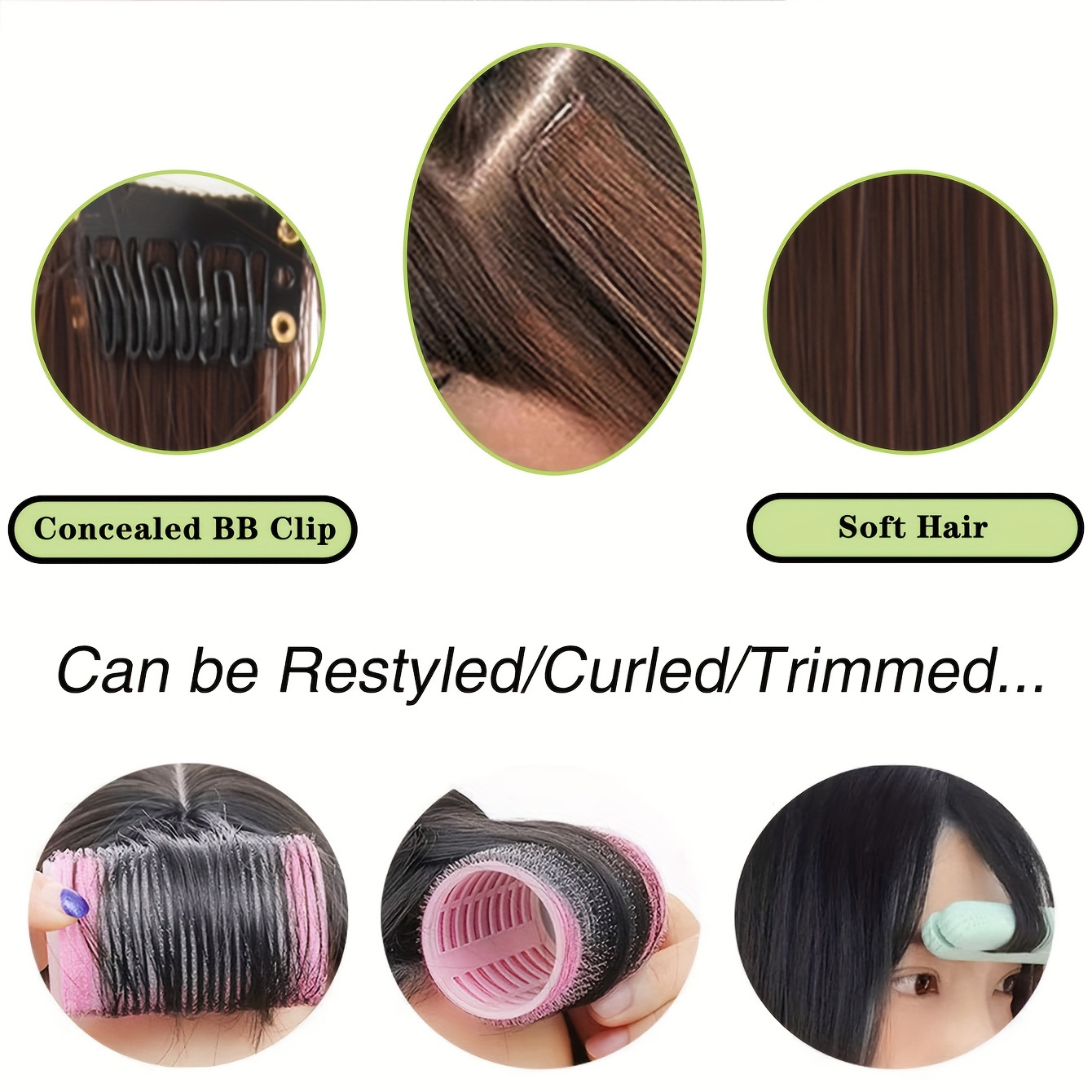 womens straight synthetic clip in hair bangs 6 inch comfortable breathable mesh versatile hairpiece for all   air fringe extension details 1