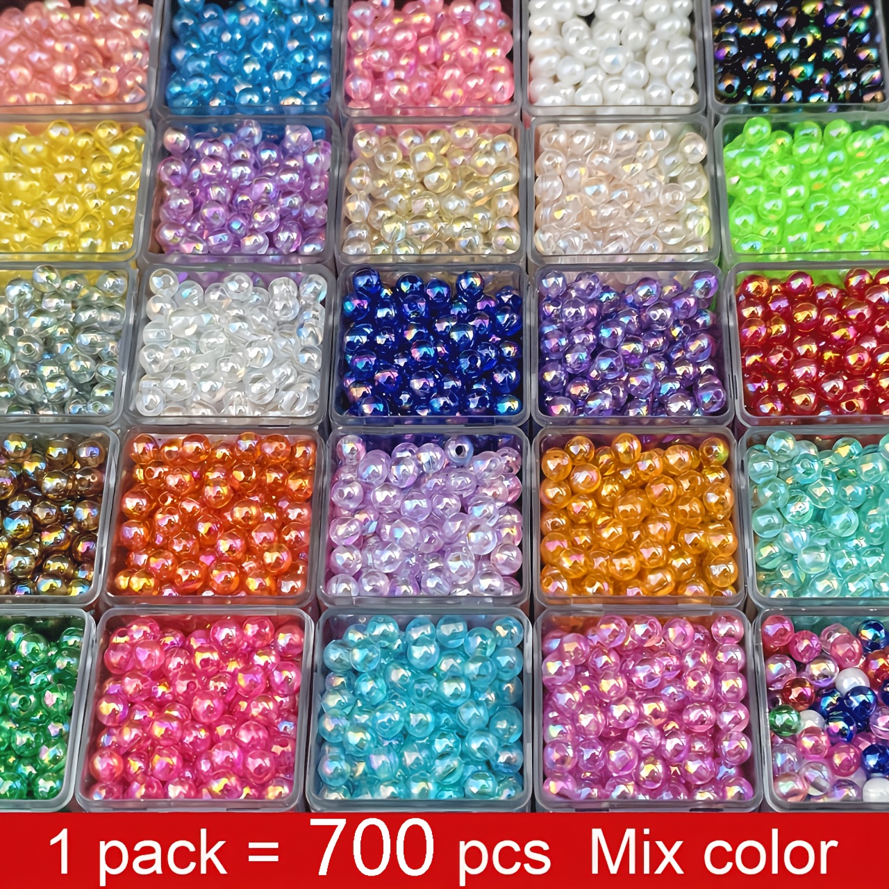 TEMU 700pcs 25-color Beads -6mm, Suitable For Jewelry Making, Crafts, Bracelets And Necklaces Bead Products, Mobile Phone Chain Additions, Ab Mobile