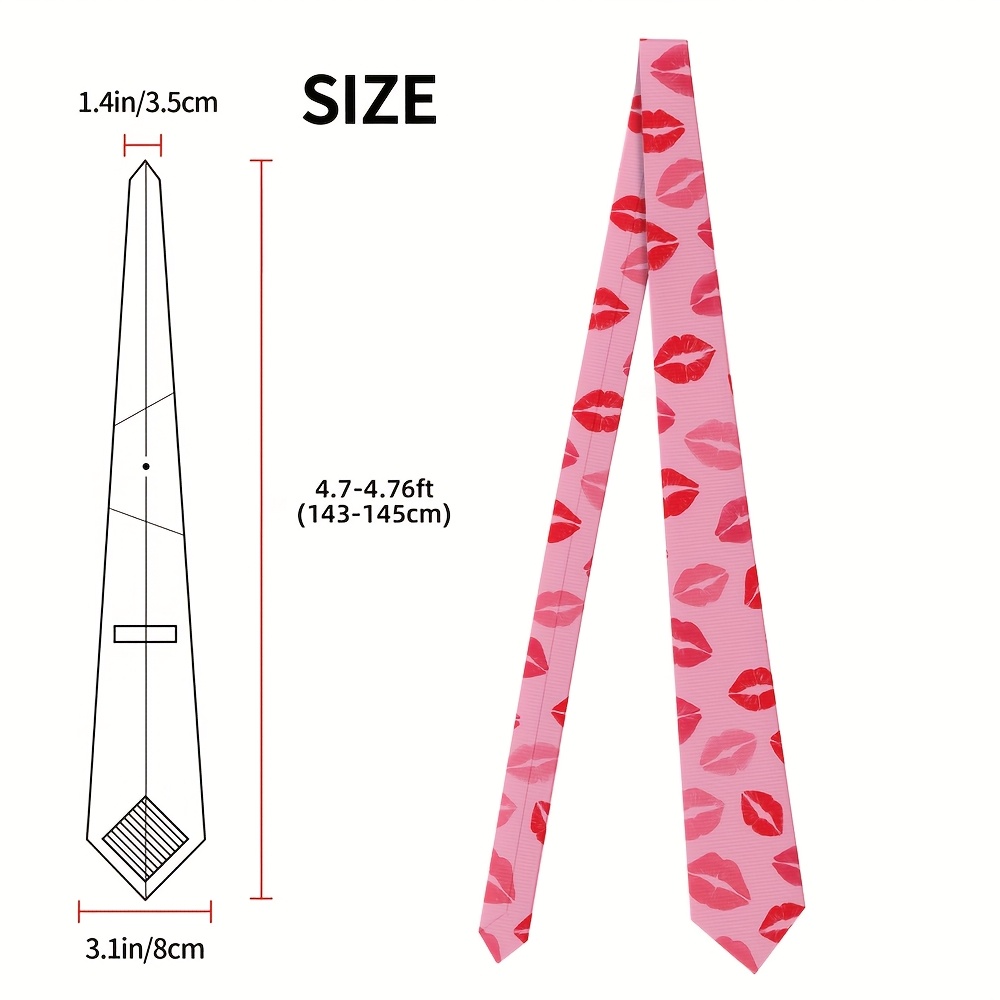 E-shop 1 Stück Herren Krawatte mit auffälligem Rosa-Lippen-Print – 8 cm breit, pflegeleichtes Polyester, maschinenwaschbarer Business-Casual-Krawatten