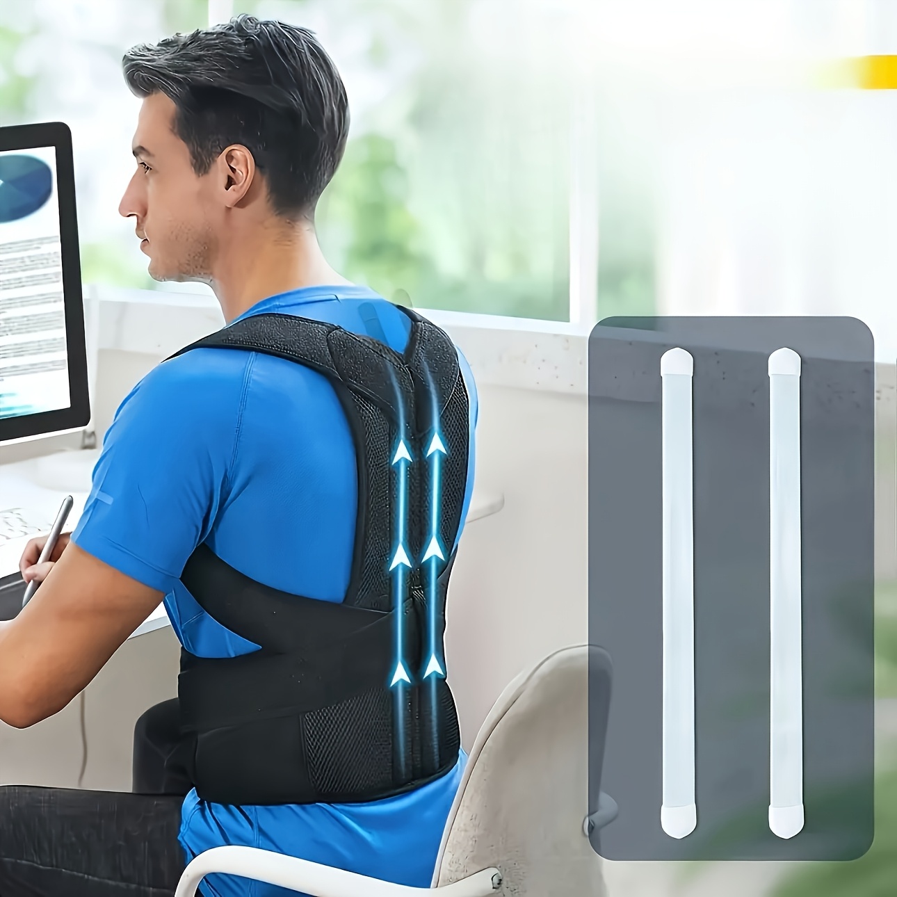 Adjustable posture corrector for men and women, back support shoulder straps, provides lumbar support, back and lumbar support