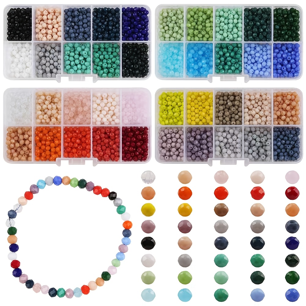 

1000pcs perles en verre élégantes de 4mm en boîte de 10 couleurs pour la fabrication de bijoux DIY, accessoires pour , boucles d'oreilles et bracelets, améliorez votre design DIY