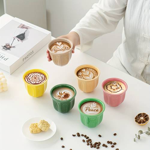 100 180ml 250ml colorful ceramic coffee and matcha cup tulip embossed mug arabic style drinkware and bar