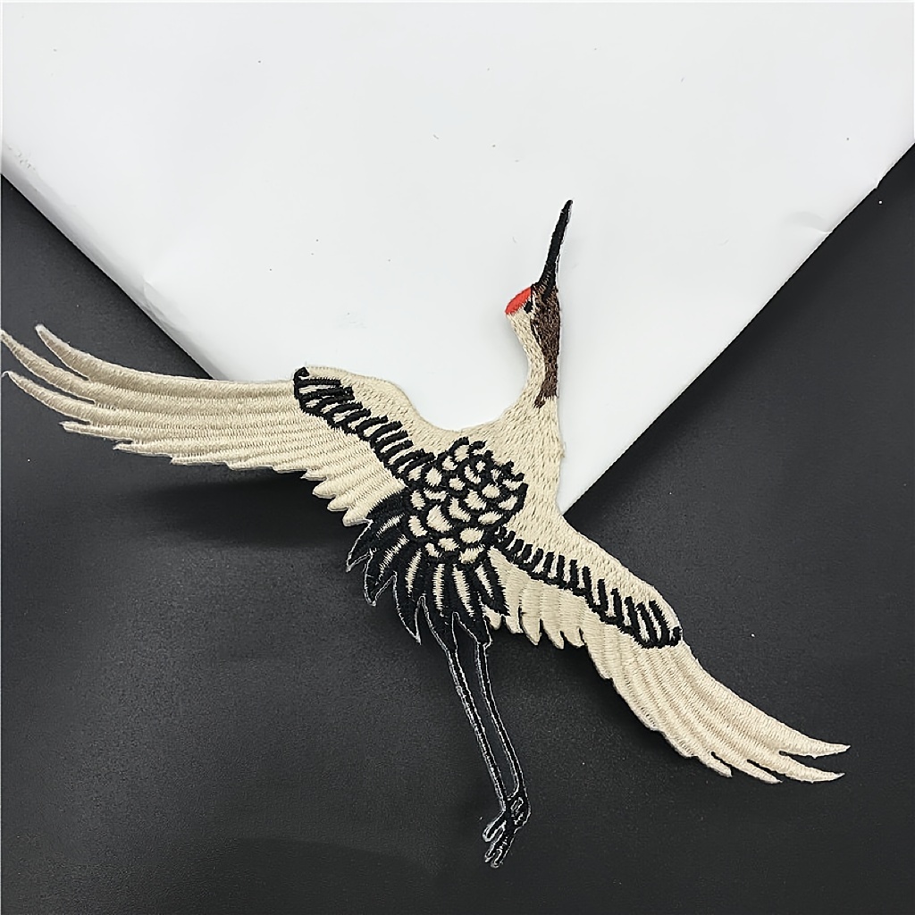 1pc Crane Embroidered Patch - Iron-on/sew-on Applique For And Accessories