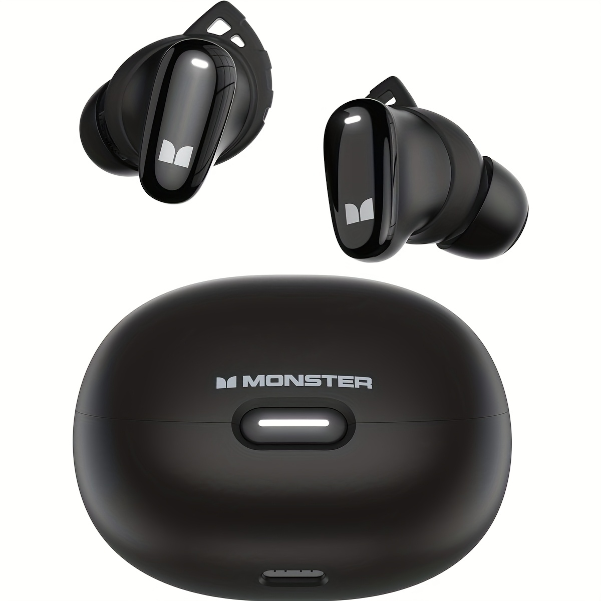 TEMU Écouteurs Fil Monster 206 – Casque -Auriculaire avec Micro Intégré, Contrôle Tactile, Confort , Chargement Type-C, 25H d'Autonomie