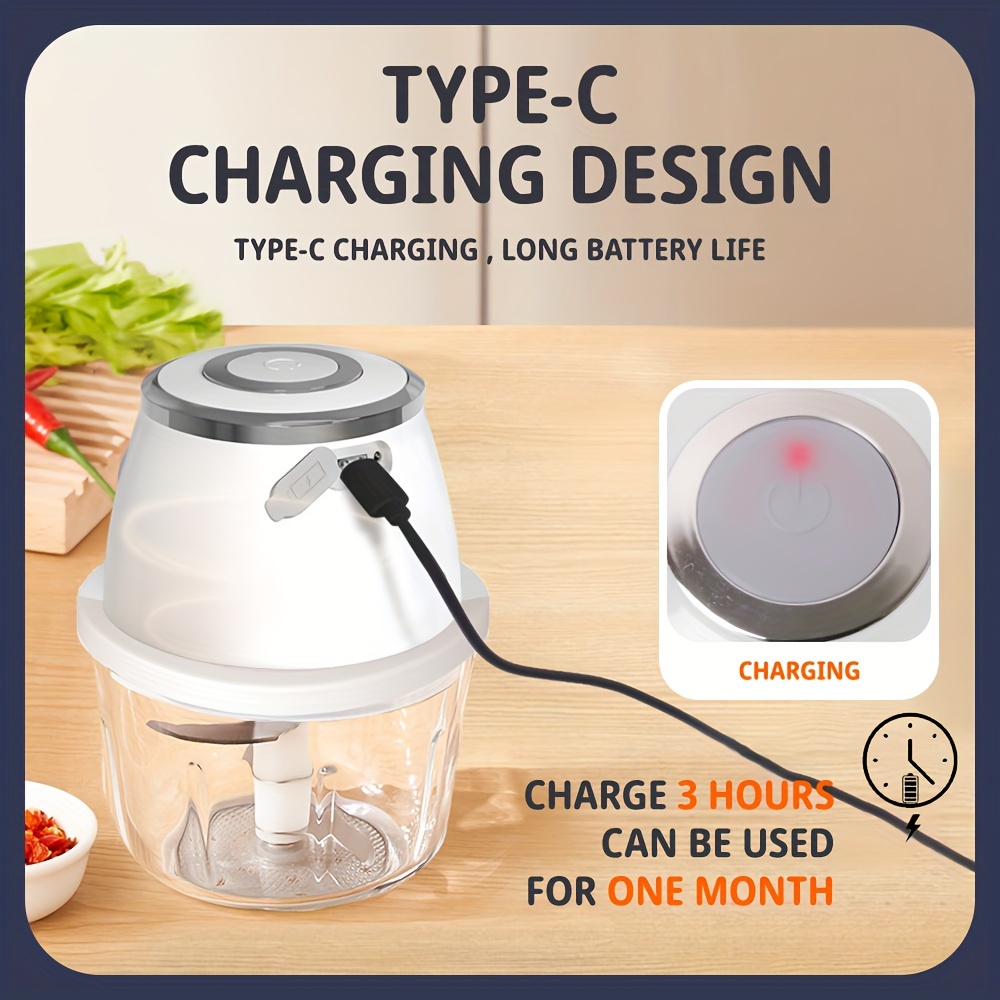 powerful 304 stainless steel portable electric food chopper processor 350ml mini usb wireless handheld garlic slicer for vegetables meat Product details 5