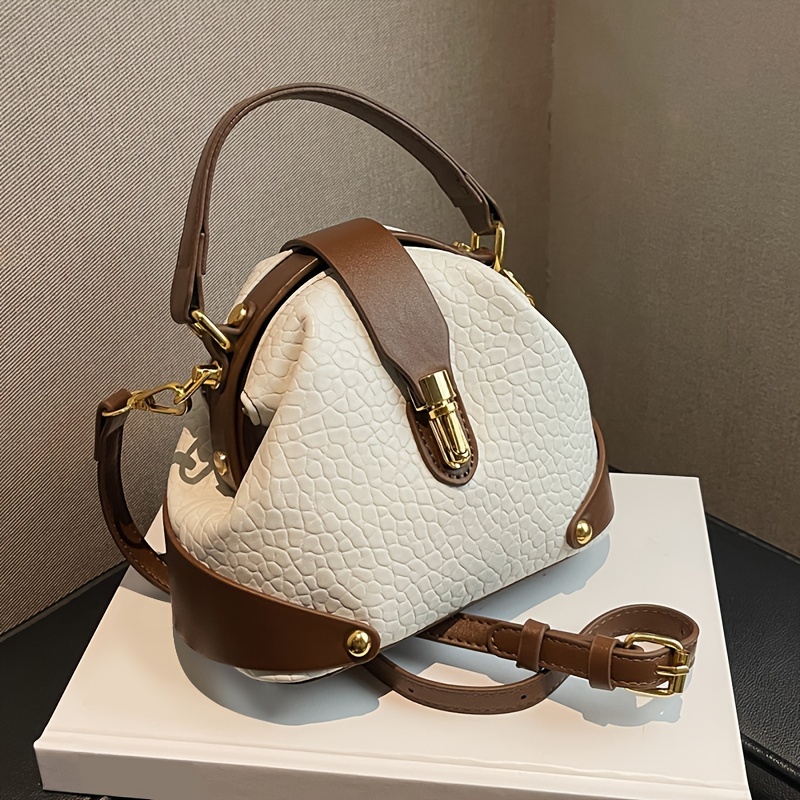 Light Luxury, Color Splicing Messenger Bag, High-grade, Texture, Fashion, Western Style Retro Handbag, Simple, Commuting, Temperament, Single Shoulder Bag