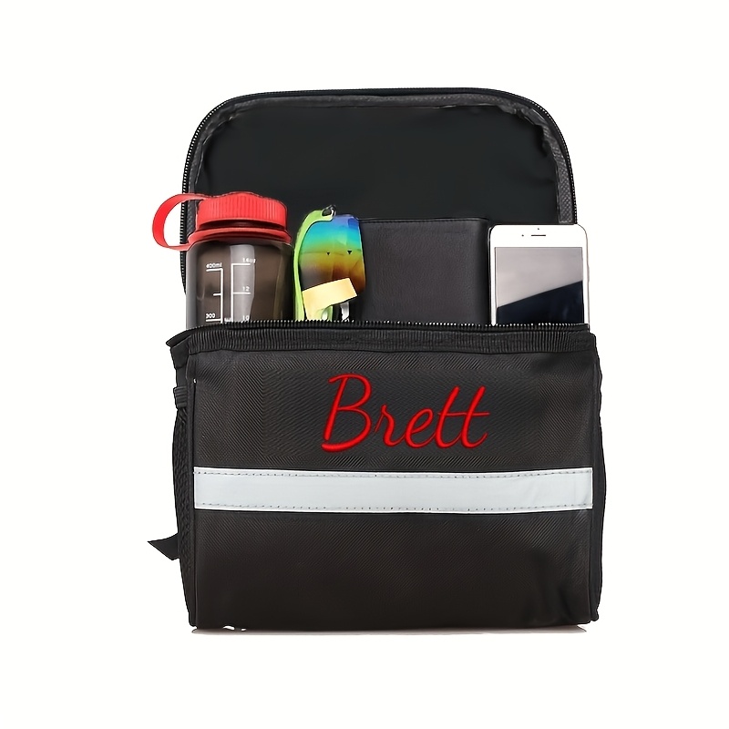 TEMU Custom Embroidery Personalized Name Embroidered Bag - Bike Pre-ride Bag - Large Capacity Bike Storage Bag With Reflective Strips