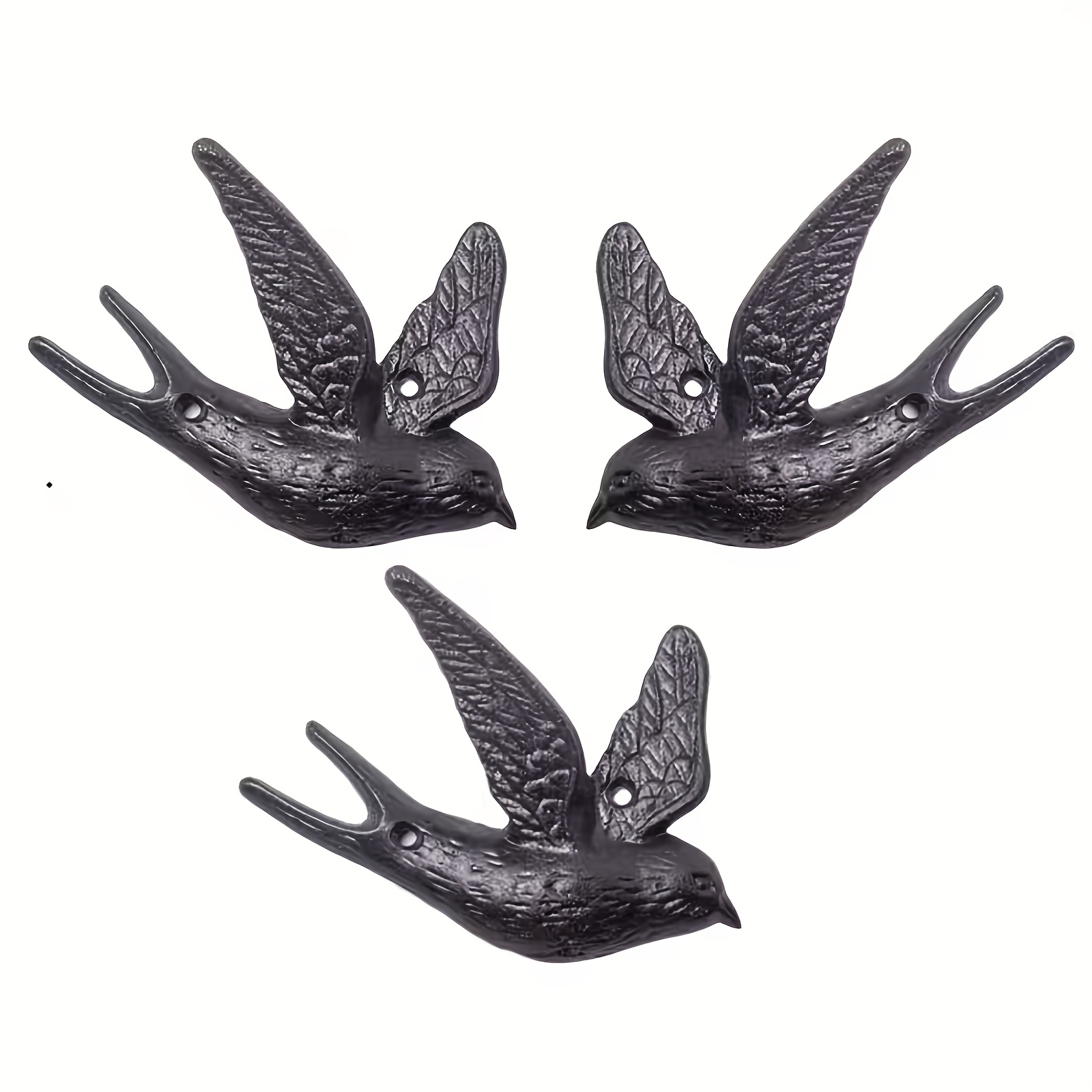 TEMU Cast Iron Swallow Wall Decor, 6" Rustic Industrial Bird Art For Home, Room, Kitchen, Entryway, Garage Wall Hanging, Vintage Black Metal Bird