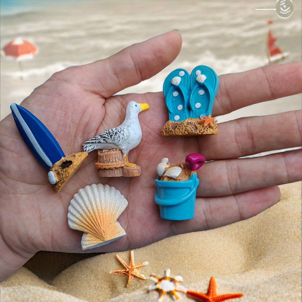 5pcs Mediterranean Beach Theme Miniature Decor Set for Aquariums Resin Fish Ornaments Aquarium Decor