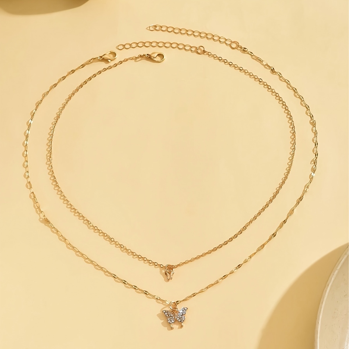 TEMU 2 collares de de capa ~ Diamantes de , tendencia /verano 2026, cadena de cuello para mujer, estilo frío coreano que , cadena de clavícula