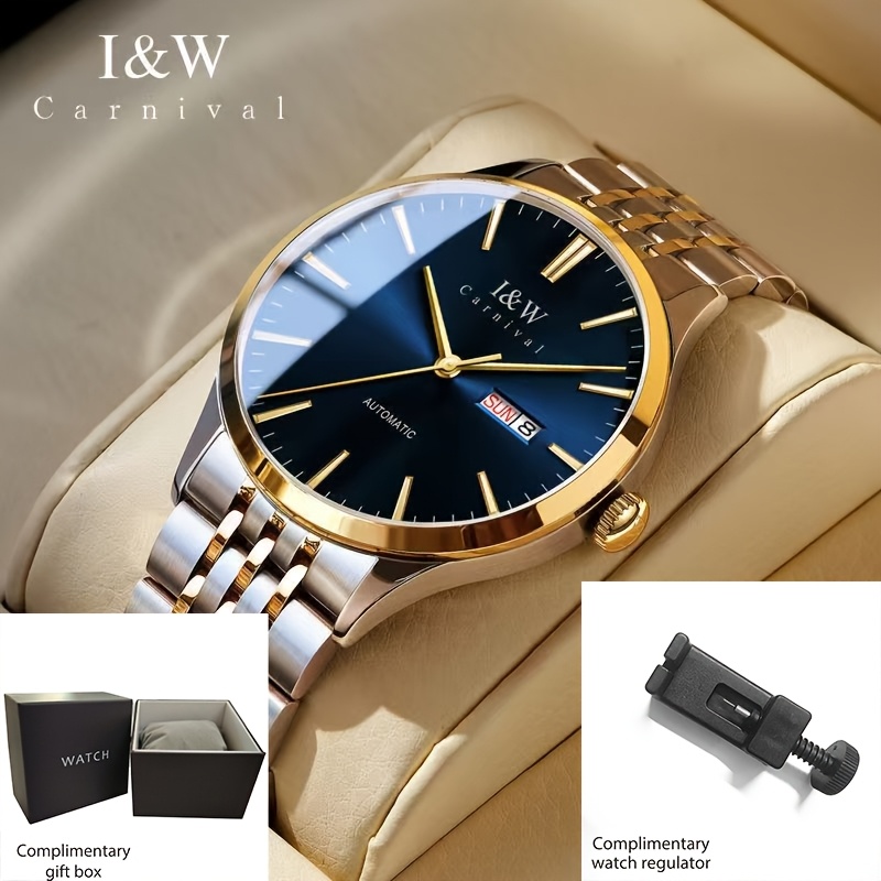 Image of [i&w Carnival] Luxury Automatic Self-winding Mechanical Watch, Ultra-thin Men's Waterproof , Synthetic Sapphire Business Wristwatch, Holiday Gift