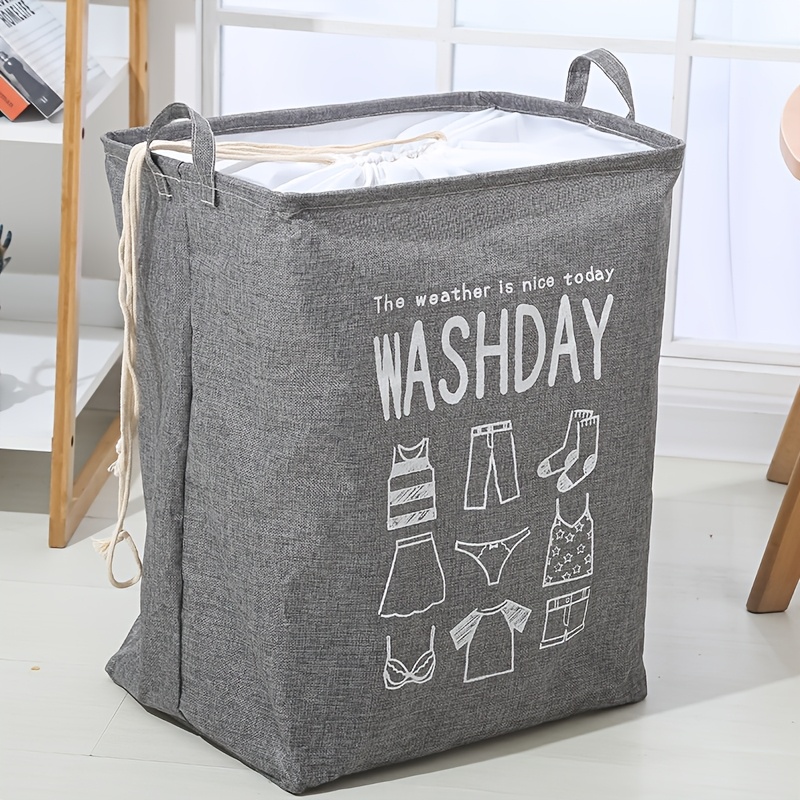 

1pc Large Capacity Foldable Storage Basket, Laundry Hamper With Drawstring, Portable Clothes Organizer, Moving Dirty , Handheld Balcony Rack Washing Basket