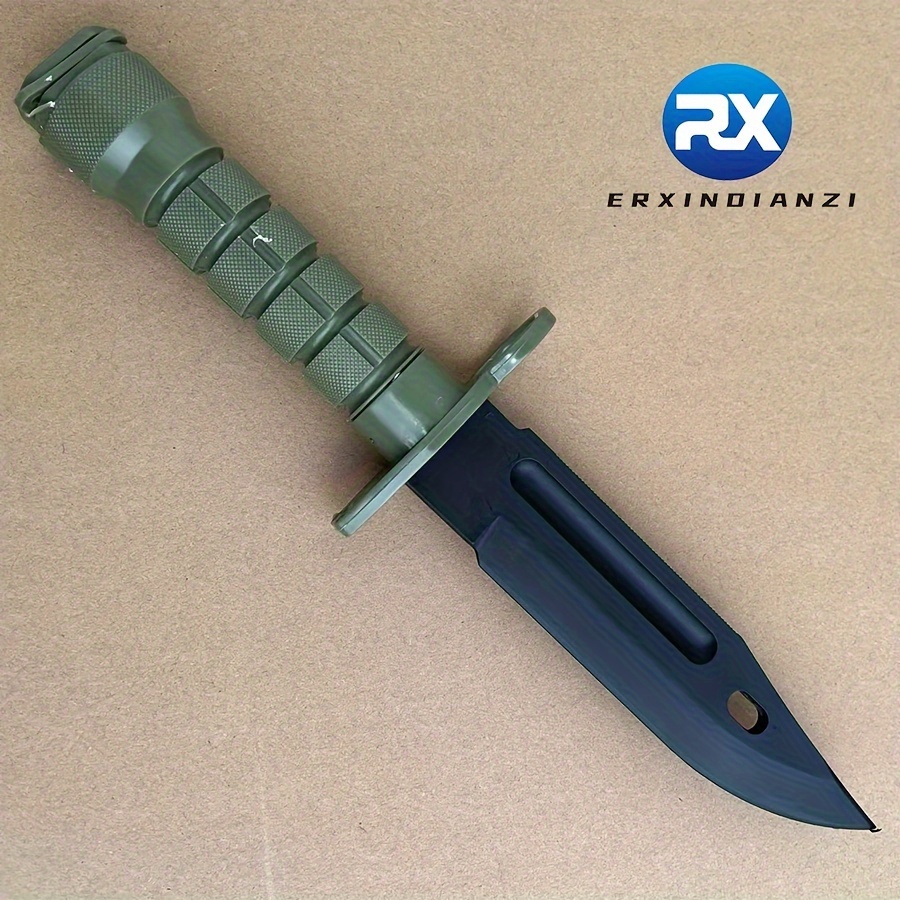 TEMU 1pc Sporty Style M9 Bayonet Training Knife - Flexible Rubber Material Pp, Army Green Tactical Military Dagger For Hunting And Sports Use