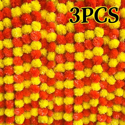 1 2 3 4 5 6pcs artificial marigolden garland for decoration 5 feet artificial marigolden flowers indian weddings party dia de los muertos pooja for home