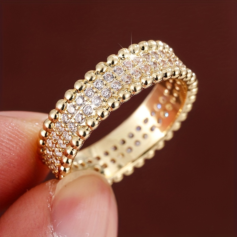 Women's Simple Beaded Edge Design Synthetic Zirconia Ring Set
