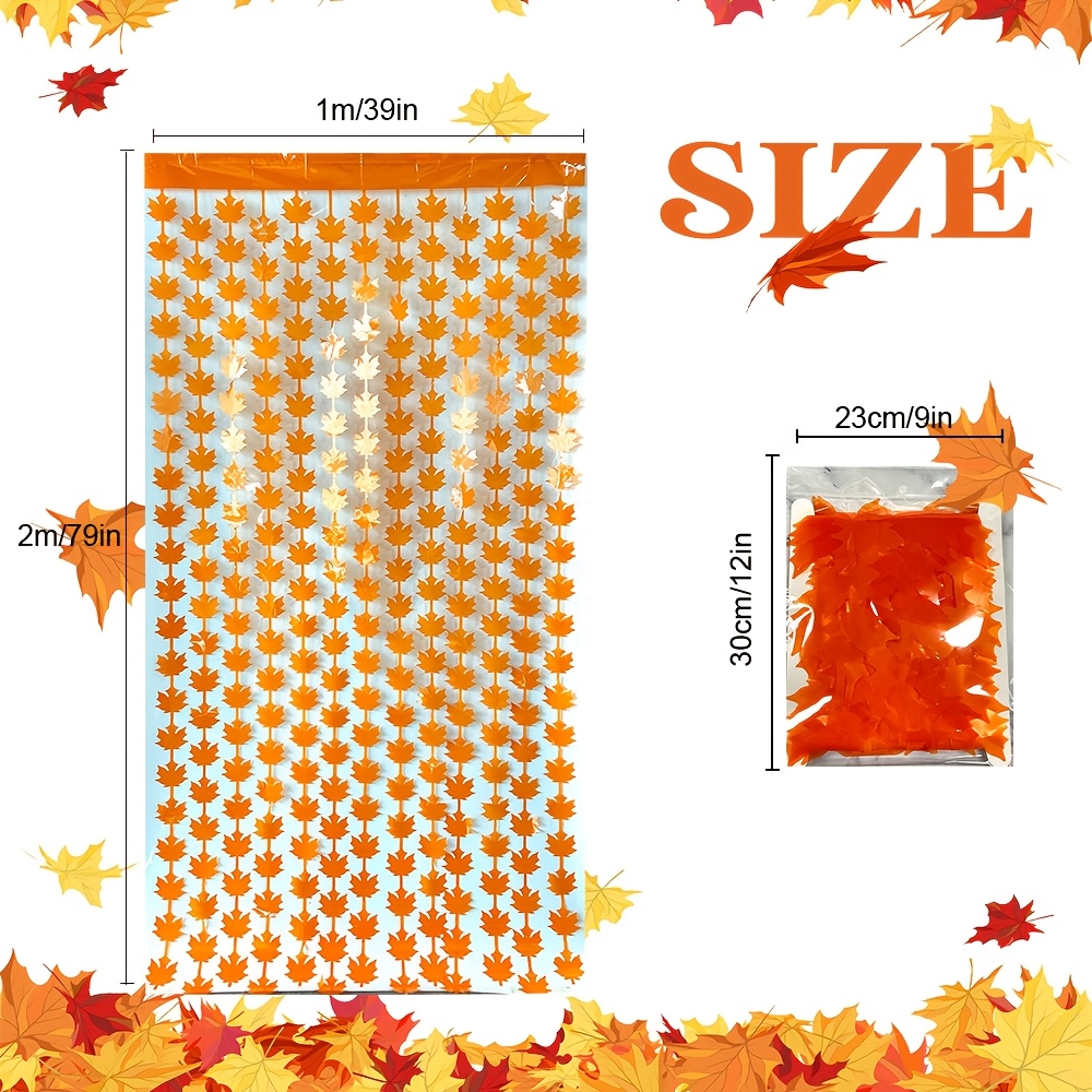 TEMU 2pcs Set, Thanksgiving Maple Leaf Party Decoration Tassels, Maple Leaf Shaped Rain Thread Decorative Backdrop, Thanksgiving And Party Atmosphere