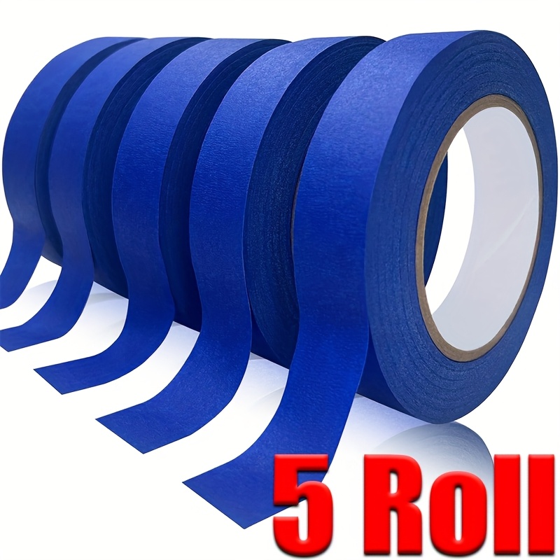 TEMU 5-roll Pack Of Artistic Tape - 0. Wide, 787 Inches Long, Blue High- Release Tape, Suitable For Home And Office, Durable And Strong , Precise